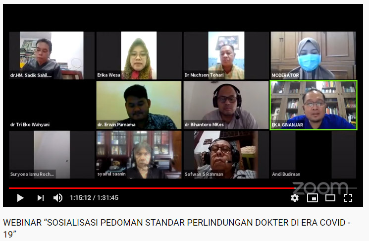 WEBINAR SOSIALISASI PEDOMAN STANDAR PERLINDUNGAN DOKTER DI ERA COVID 